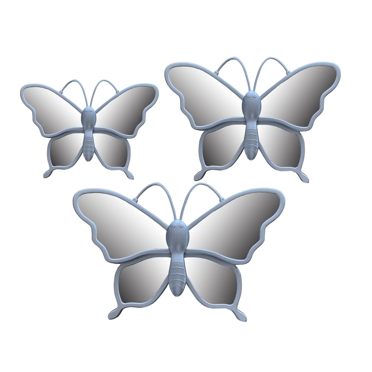 Silver Butterfly Decorative Mirror Set - product view 1