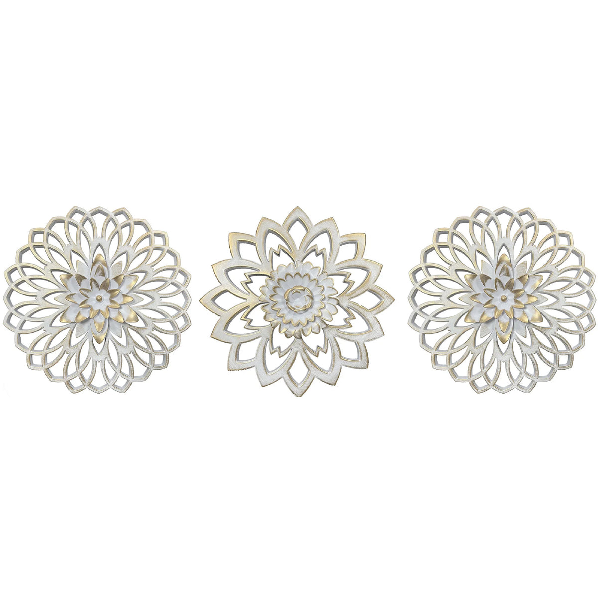 White Floral Decorative Wall Plaque Set - product view 1
