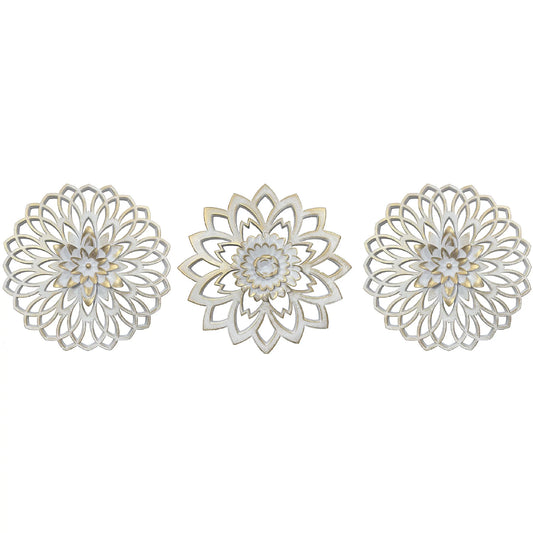 White Floral Decorative Wall Plaque Set - product view 1