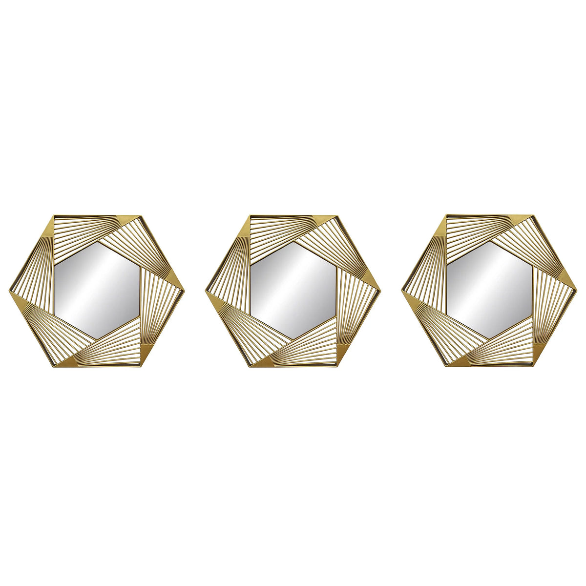 Gold Hexagon Mesh Decorative Mirror Set - product view 1