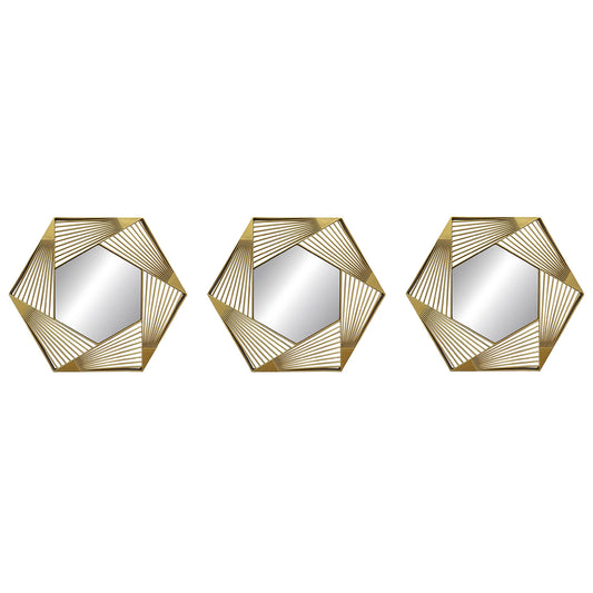 Gold Hexagon Mesh Decorative Mirror Set - product view 1