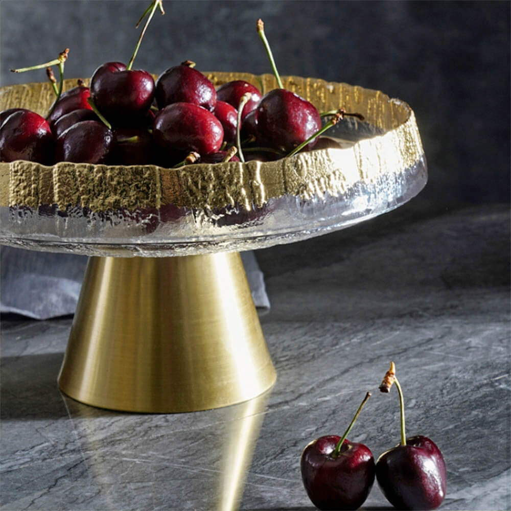 Gold-Rimmed Footed Glass Display Bowl - product view 4