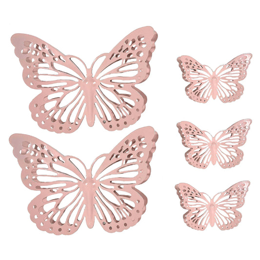 Pink Metal Butterfly Wall Set - product view 1