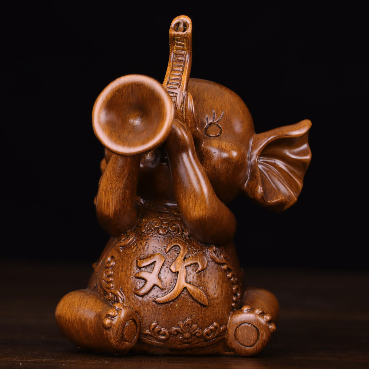 Sandalwood-Tone Resin Elephant Figurine - product view 3