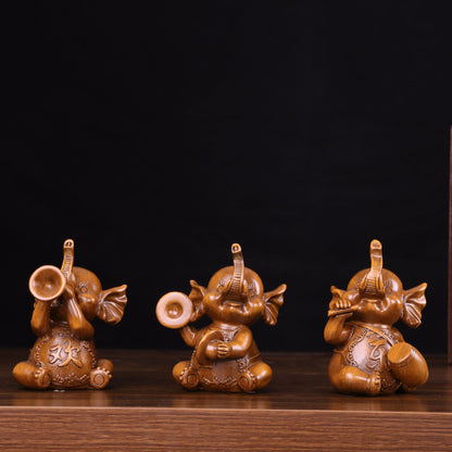 Sandalwood-Tone Resin Elephant Figurine - product view 1