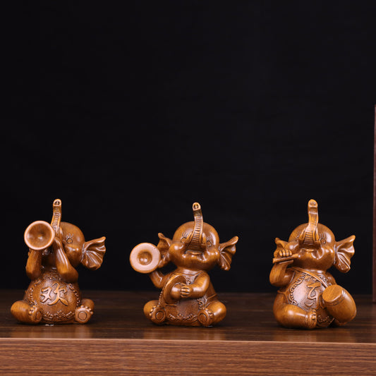 Sandalwood-Tone Resin Elephant Figurine - product view 1