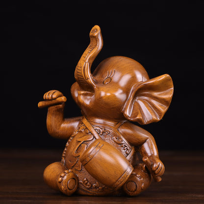 Sandalwood-Tone Resin Elephant Figurine - product view 4