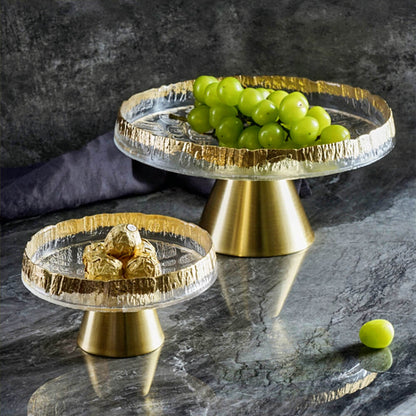 Gold-Rimmed Footed Glass Display Bowl - product view 2