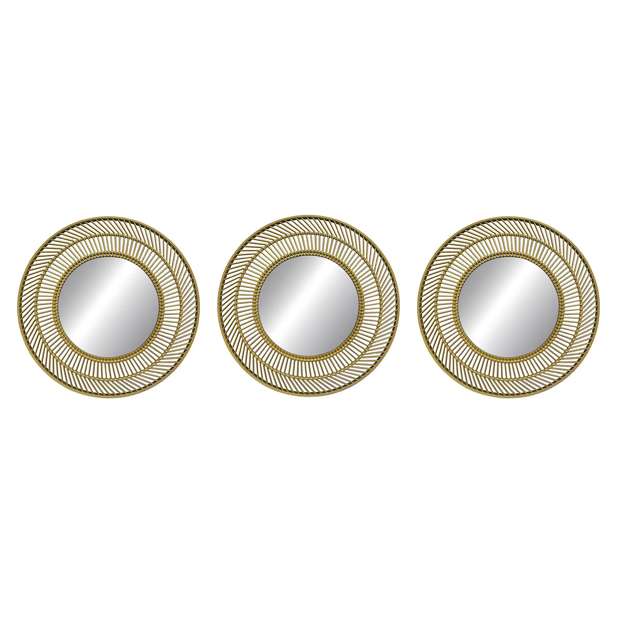 Gold Round Mesh Decorative Mirror Set - product view 1