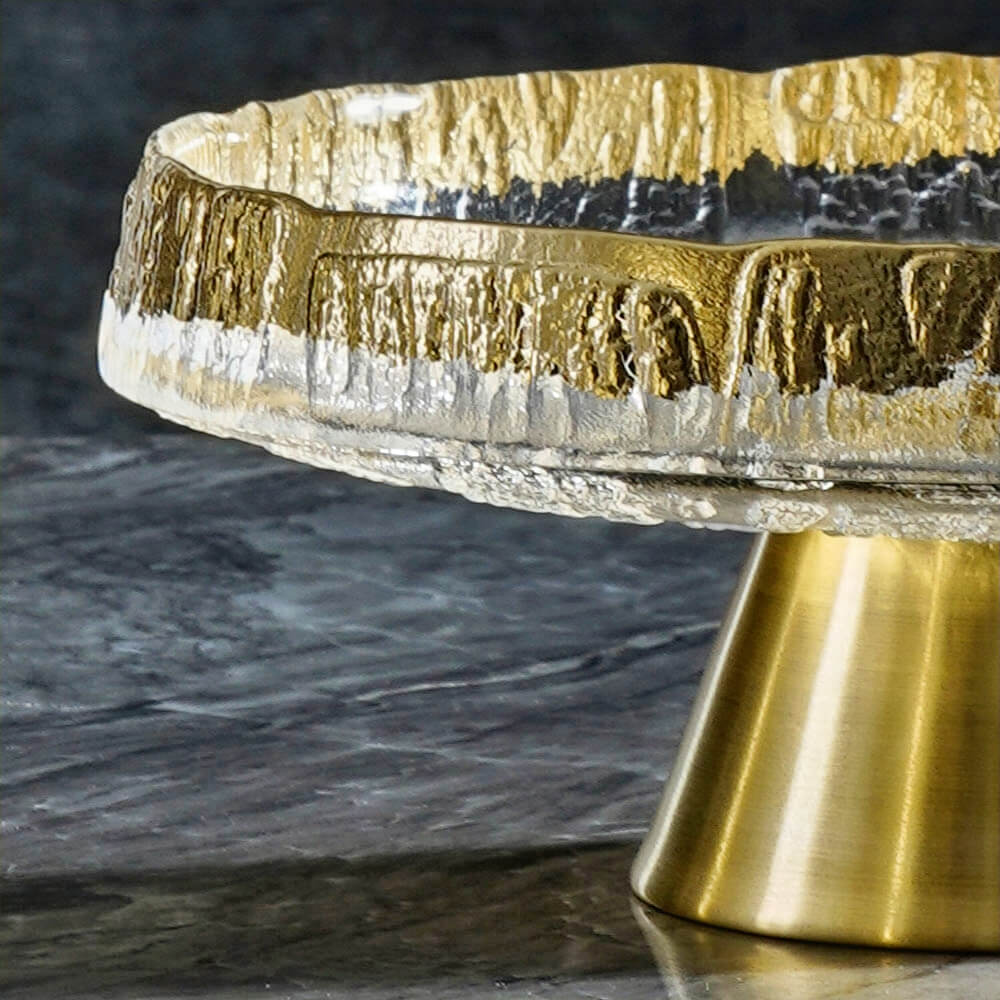 Gold-Rimmed Footed Glass Display Bowl - product view 3