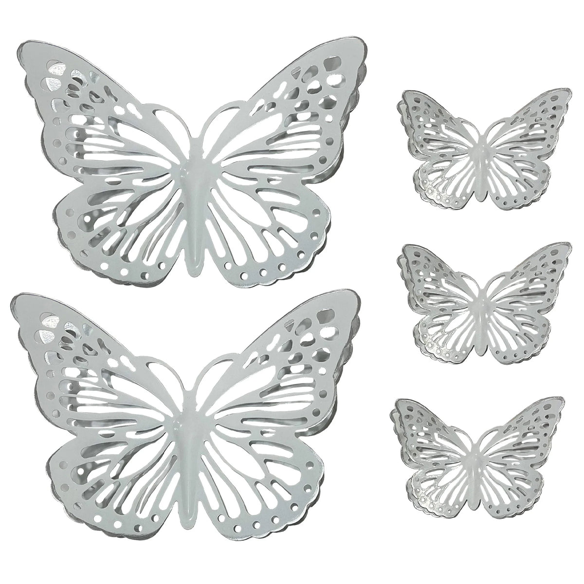 White and Silver Metal Butterfly Wall Set - product view 1