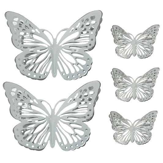 White and Silver Metal Butterfly Wall Set - product view 1