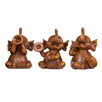 Sandalwood-Tone Resin Elephant Figurine - product view 5