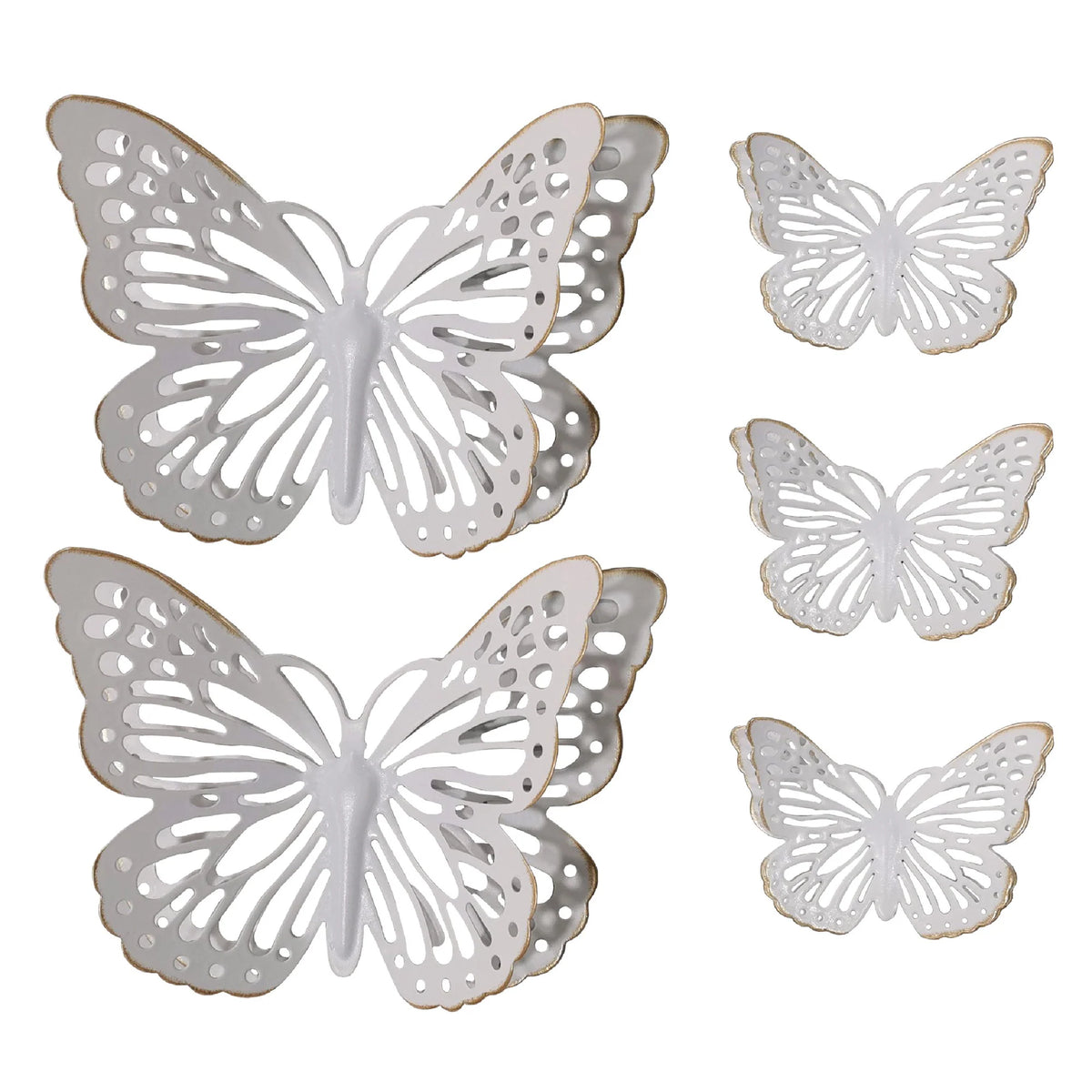 White and Gold Metal Butterfly Wall Set - product view 1