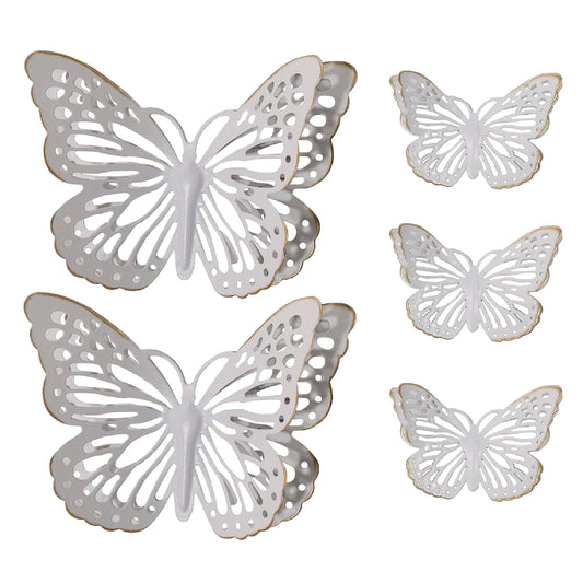 White and Gold Metal Butterfly Wall Set - product view 1