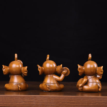 Sandalwood-Tone Resin Elephant Figurine - product view 2