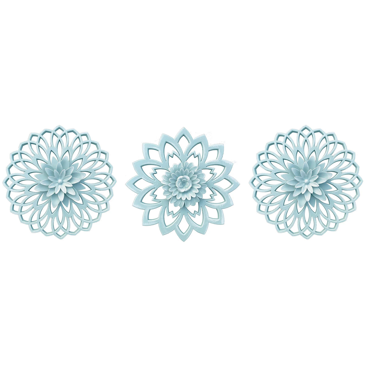 Blue Floral Decorative Wall Plaque Set - product view 1