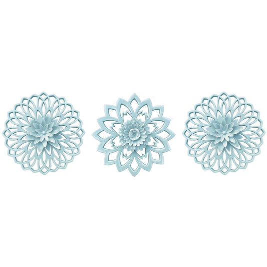 Blue Floral Decorative Wall Plaque Set - product view 1